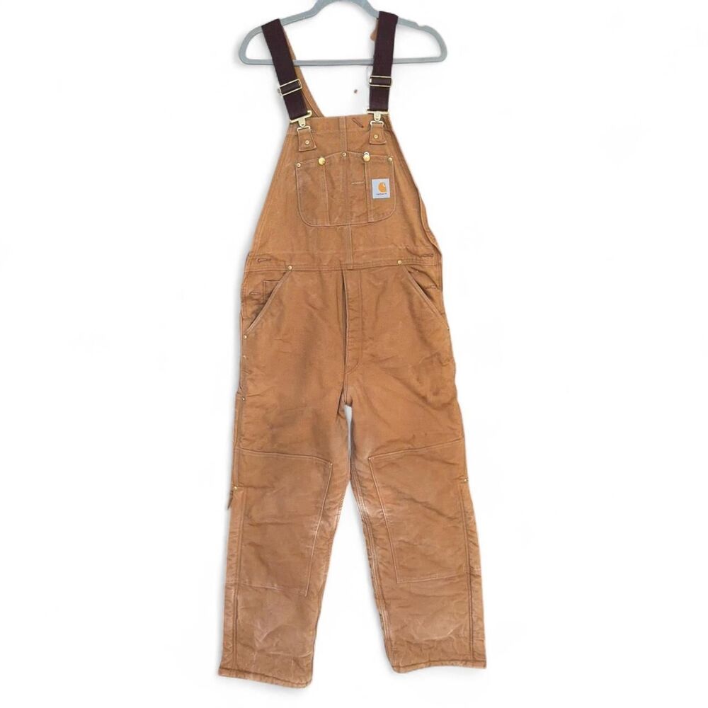 Vintage 90s CARHARTT Double Knee Overalls Faded Brown size M/L